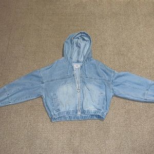Zip up denim hoodie